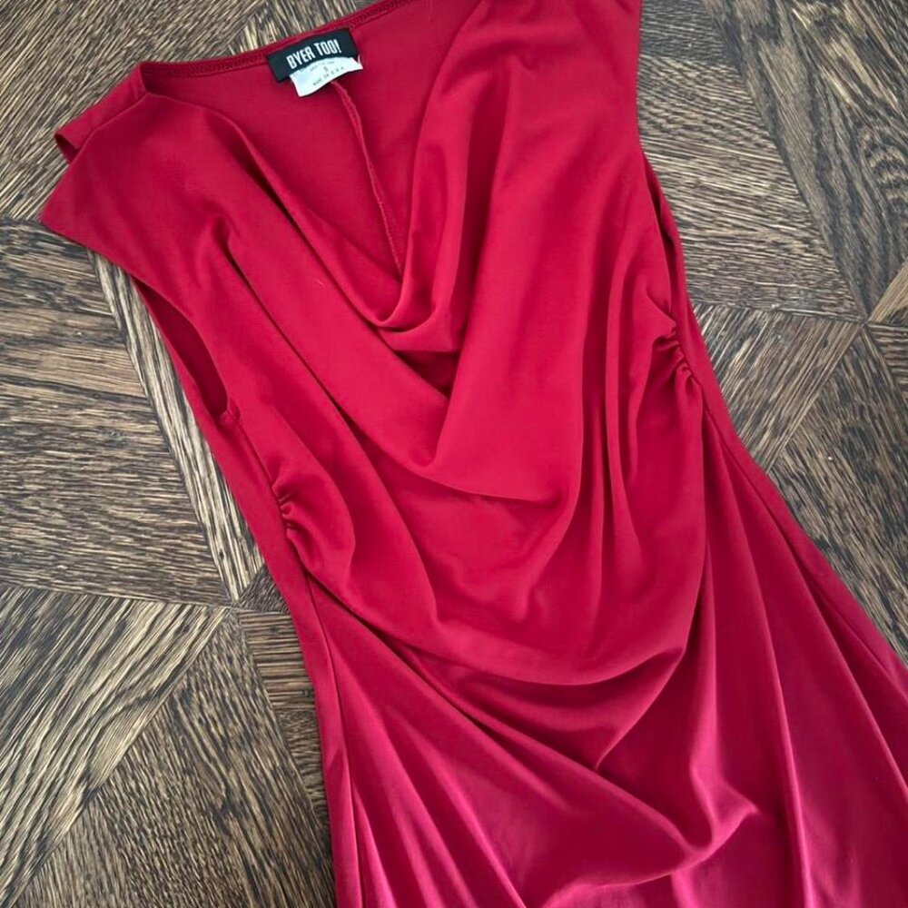 Byer Too! Vintage Red Cowl mini dress Made in the USA size small‎